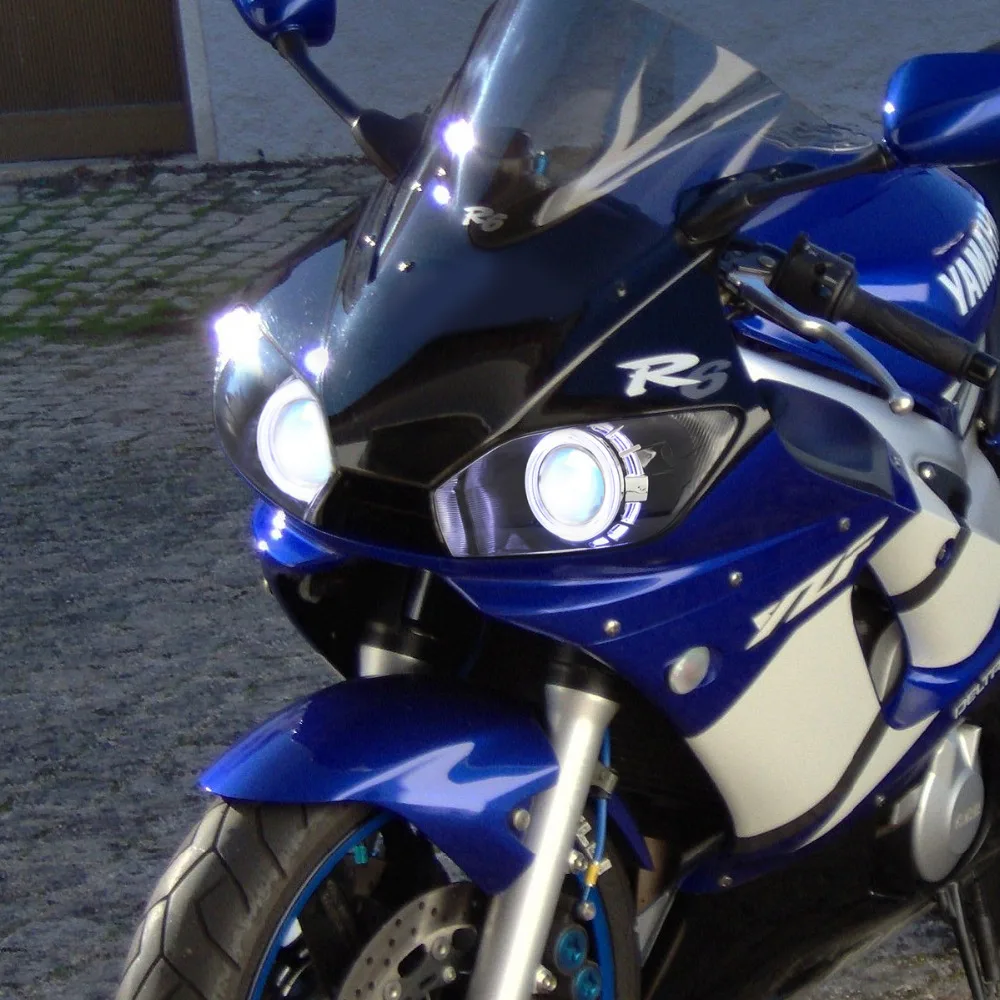 KT фара подходит для Yamaha YZF R6 1999 2002 LED Angel Eye Red Demon Мотоцикл HID Bi xenon объектив проектора