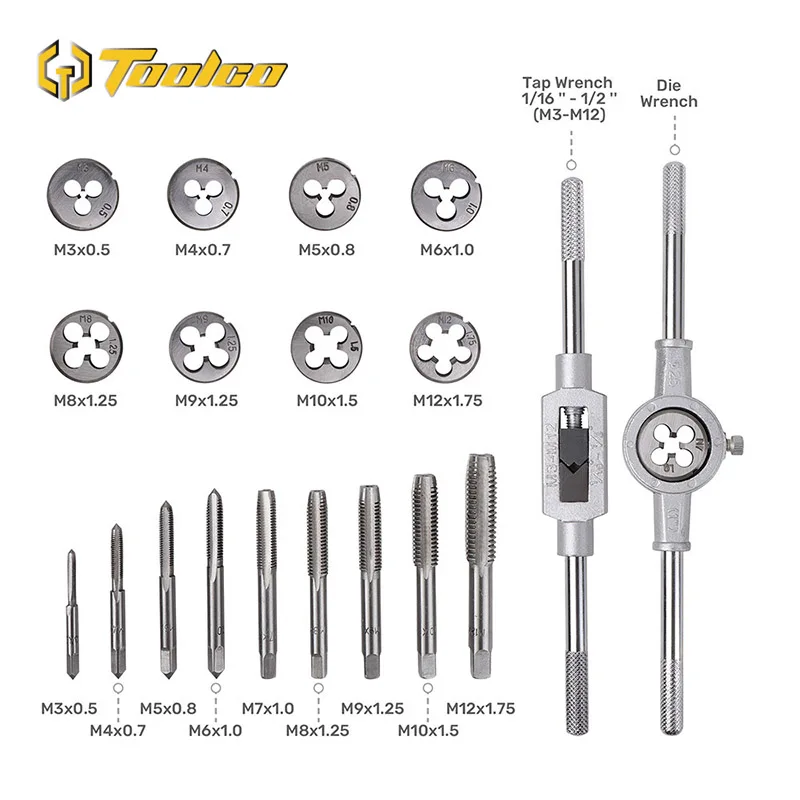 Toolgo 20 шт набор штампов из легированной стали 1/16 '' 1/2'' NC резьбовые вилки