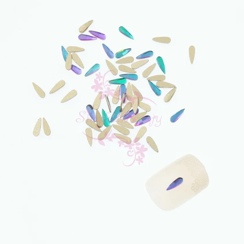 100 шт./лот 2x6 мм Маленькая длинная КАПЛЕВИДНАЯ плоская форма стеклянные