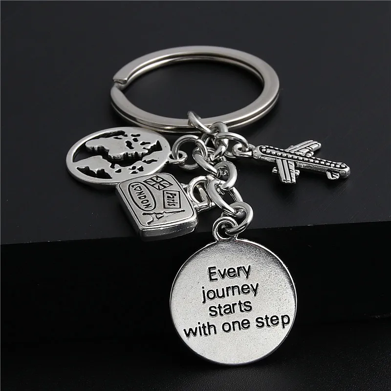 

1pc World Map Charms Airplane Key Chains No Matter Where Pendant Key Ring For Travel Jewlery Freedom Gift For Traveler
