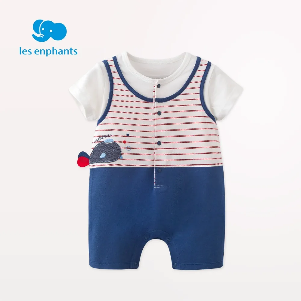 Les enphants для маленьких мальчиков Ropmer устанавливает полосатый короткий рукав