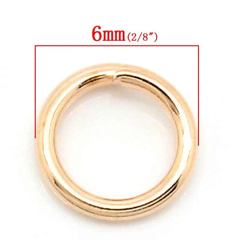 8 сезонов Открытое кольцо розовое золото цвет 6 мм диаметр 1000 шт (B30881)|ring findings|jump