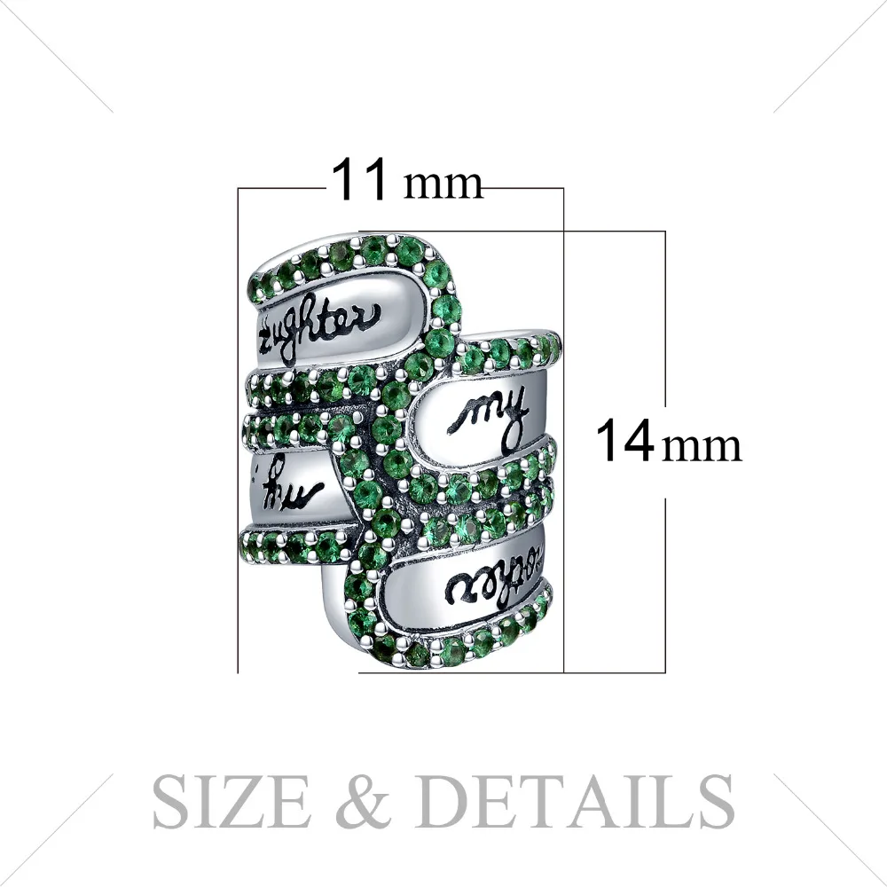 JewelryPalace 925 пробы Серебряный зеленый кубический цирконий выгравированы моя мать