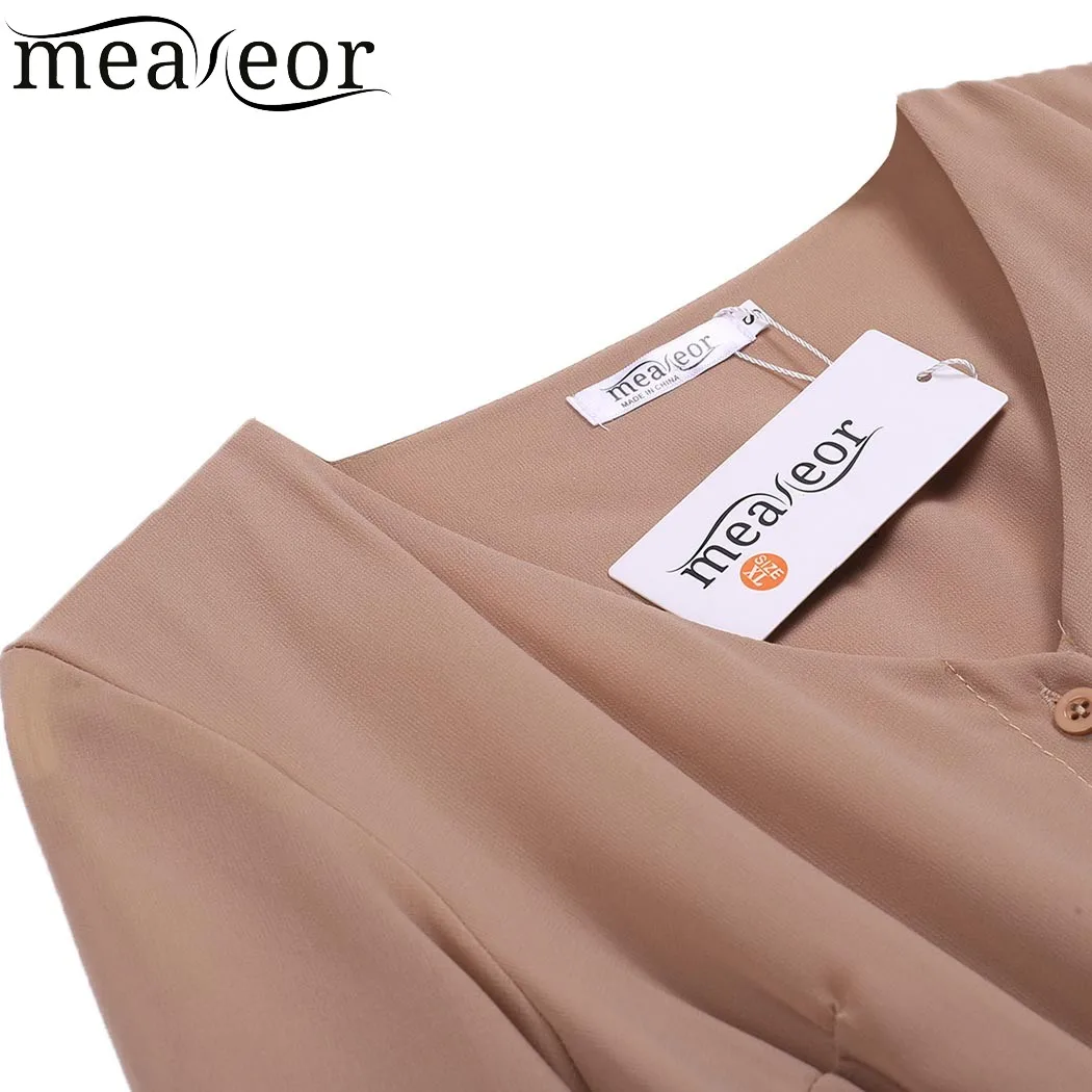 Женское платье Meaneor повседневное шифоновое винтажное макси с рукавом 3/4 и