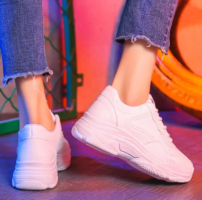 Женская Повседневная обувь из замши на платформе белые кроссовки Chaussure Femme EE2