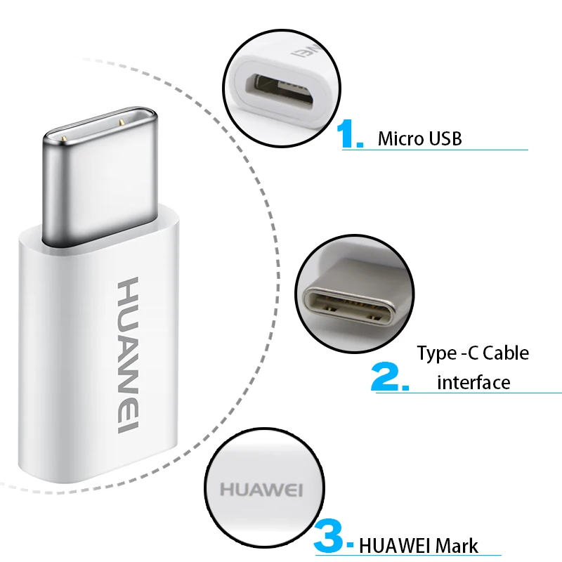 Huawei оригинальный адаптер Micro USB-Type C конвертер Mate 9 10 P20 30 Pro P10Plus Honor note 8 V20 P9 nova4 |