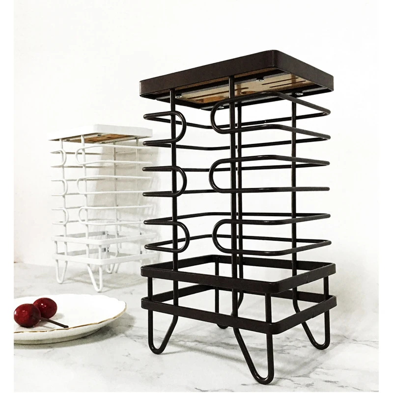 Выдалбливают 304 Нержавеющая сталь Ножи держатель дерево Творческий черный белый