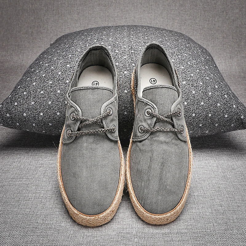 Летние потертые парусиновые туфли мужские кроссовки дышащие эспадрильи