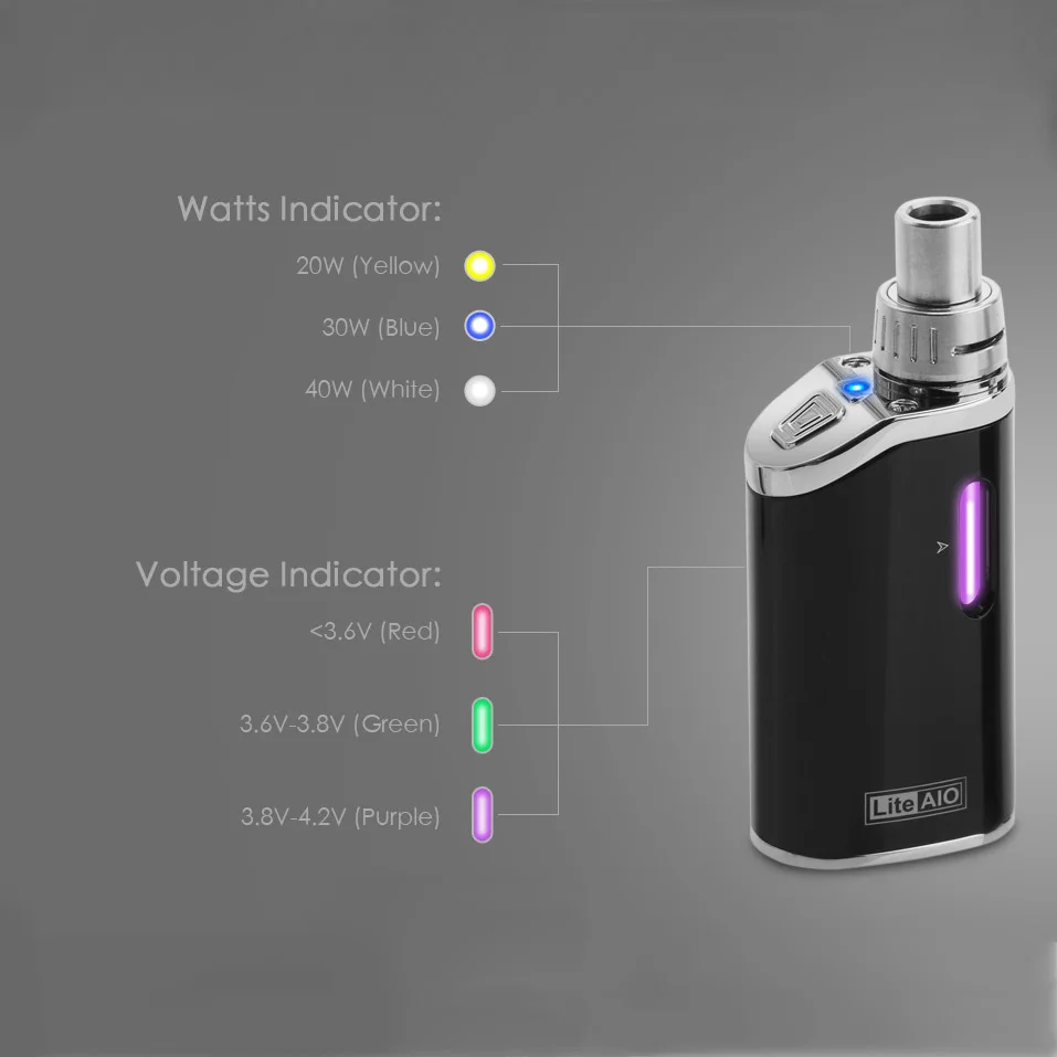 Оригинальный 1300 мАч Lite Aio Box Mod Ecig Kit 40 Вт электронная сигарета Vape VS Ego AIO |