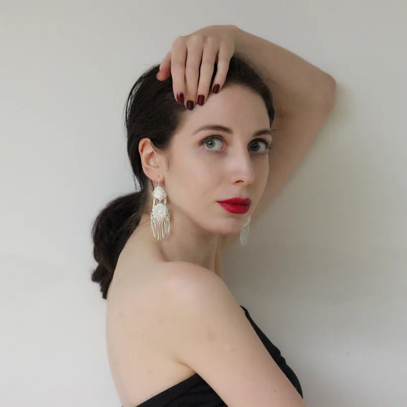 Женские серьги ручной работы ювелирные изделия длинная ниспадающая кисточка для