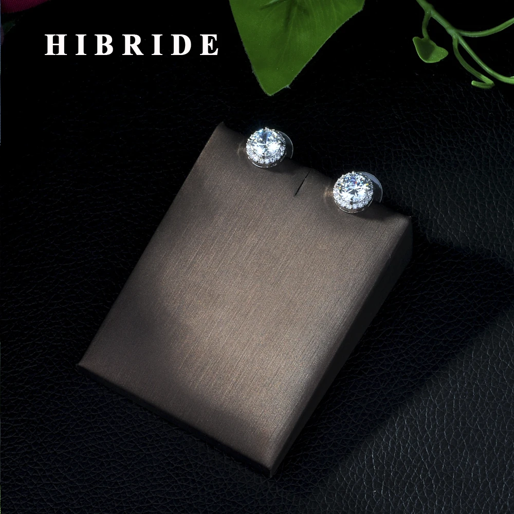 

HIBRIDE New Arrival Trendy Double Side Design Natural White Crystal Semi Precious Stone Round Stud Earring For Women E-393