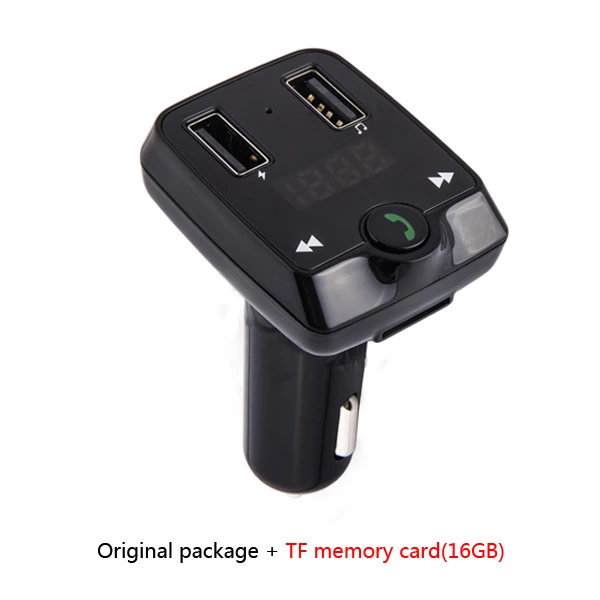 With 16G TF Card ANLUD Bluetooth fm-передатчик беспроводной Автомобильный MP3-плеер с двумя usb-портами автомобильное зарядное устройство HandsFree Bluetooth автомобильный комплект поддержка FLAC - Название цвета: With 16G TF Card
