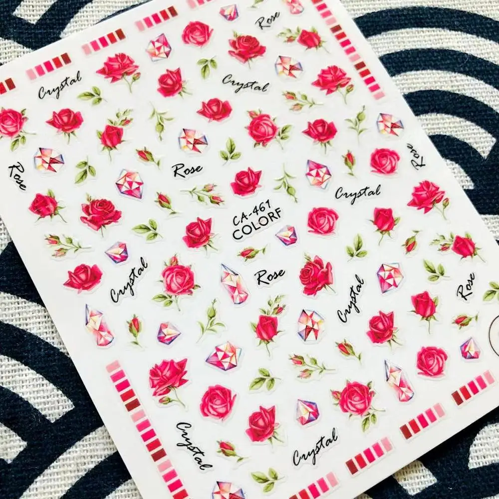 

CA SERIES pink red rose CA-462 3d nail art stickers decal template diy nail tool decorations