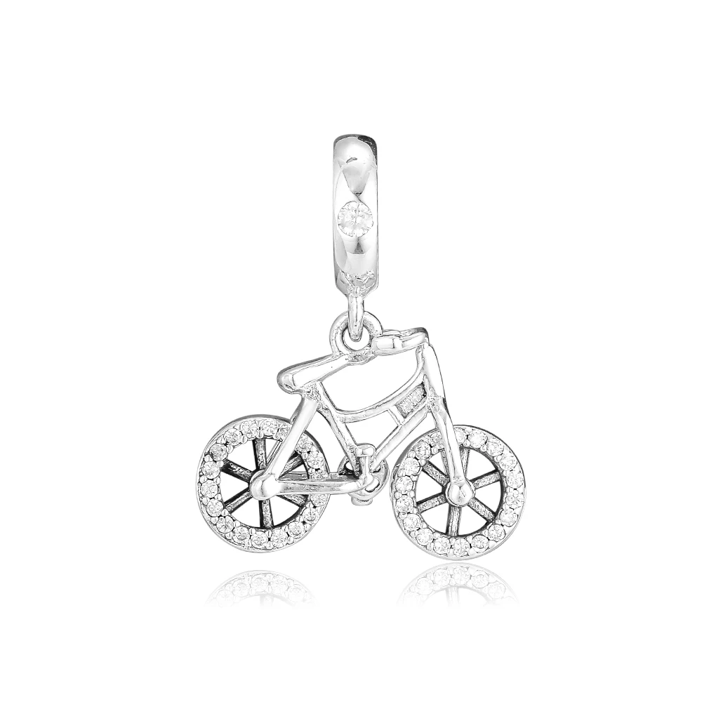

Genuine 925 Sterling Silver Brilliant Bicycle Dangle Charm Pendant Fits Original Bracelet DIY Beads for Jewelry Making Wholesale