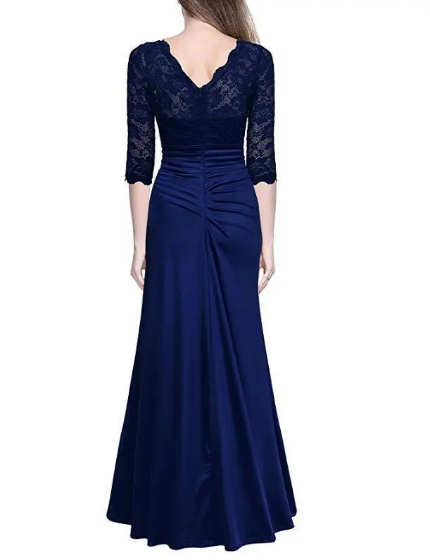 Backlake New Arrivals Satin Mother Of The Bride Dresses Lace Mid Sleeve With Zipper Back Design Sheath Dress Floor Length
