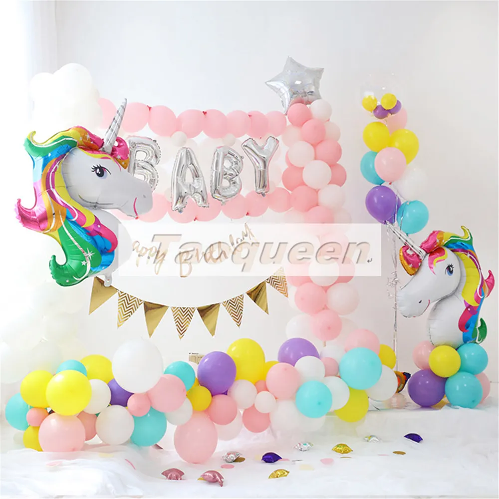 

birthday unicorn decoration kids party balloon favor decor rainbow animal ballons wedding inflatable unicorn toy Cartoon hat