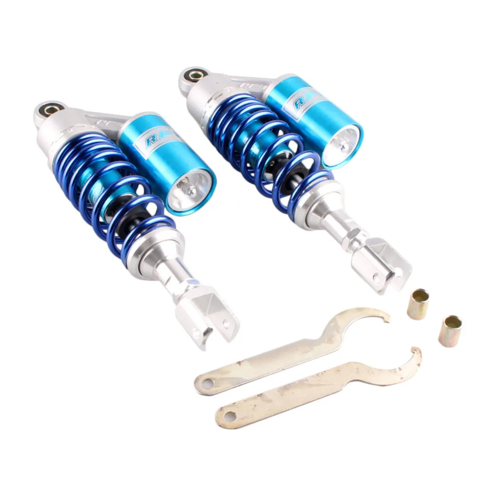 280mm Aluminum Motorbike Shock Absorbers Clevis Scooter Moped Blue 2pcs Air