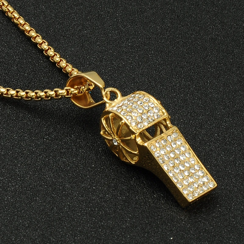 Мужские хип хоп ювелирные изделия Полный Стразы Bling из титана кулон свисток