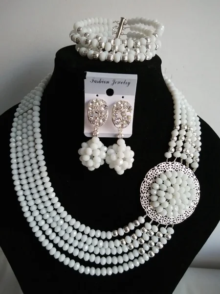 Fashion African beads jewelry set white crystal bride nigerian wedding african Set R-1 | Украшения и аксессуары