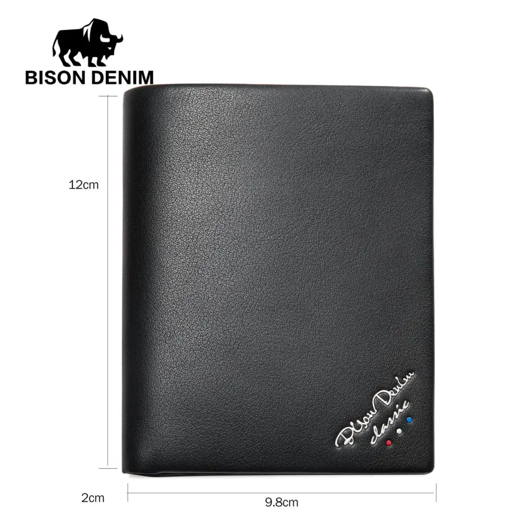 BISON DENIM новинка мужской кошелек из коровьей кожи с отделением для карт денег