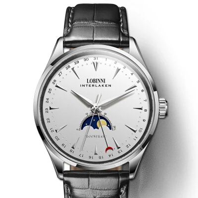 LOBINNI швейцарские мужские часы люксовый бренд Moon Phase авто механические мужские часы Сапфировая кожа relogio masculino L16012-1 - Цвет: Item 1