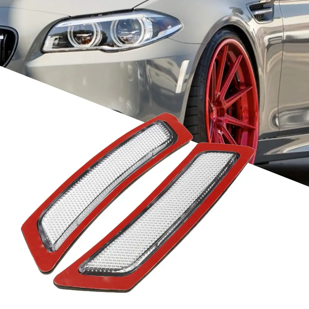 

2PCS Crystal White Lens Front Side Marker Fender Bumper Reflector For BMW F10 5 Series 2011-2014 BASE Bumper Models