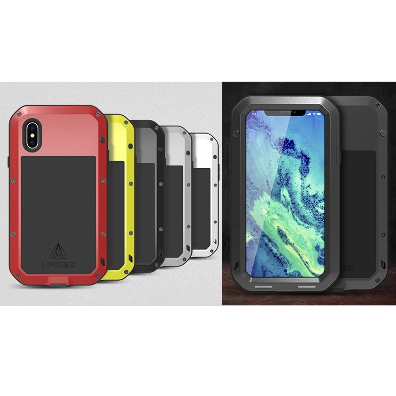 LOVEMEI мощный металлический водонепроницаемый чехол для iPhone X Алюминиевый