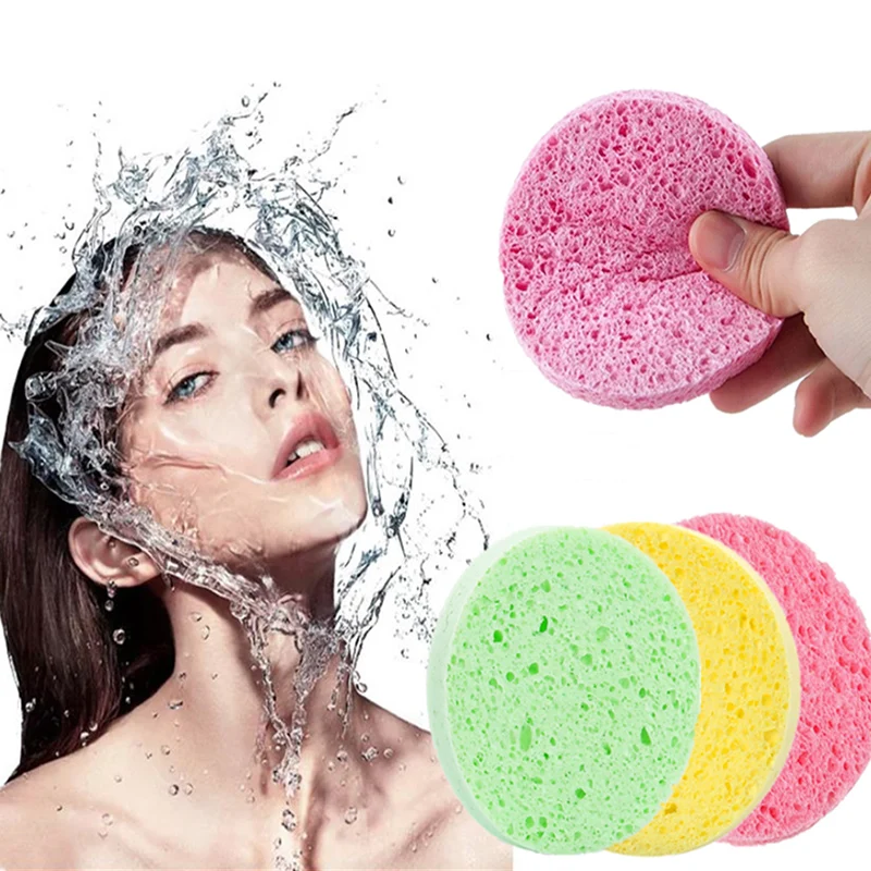 

1pcs Circle Shaped Natural Wood Fiber Face Wash Cleansing Sponge Beauty Makeup Tools Accessories