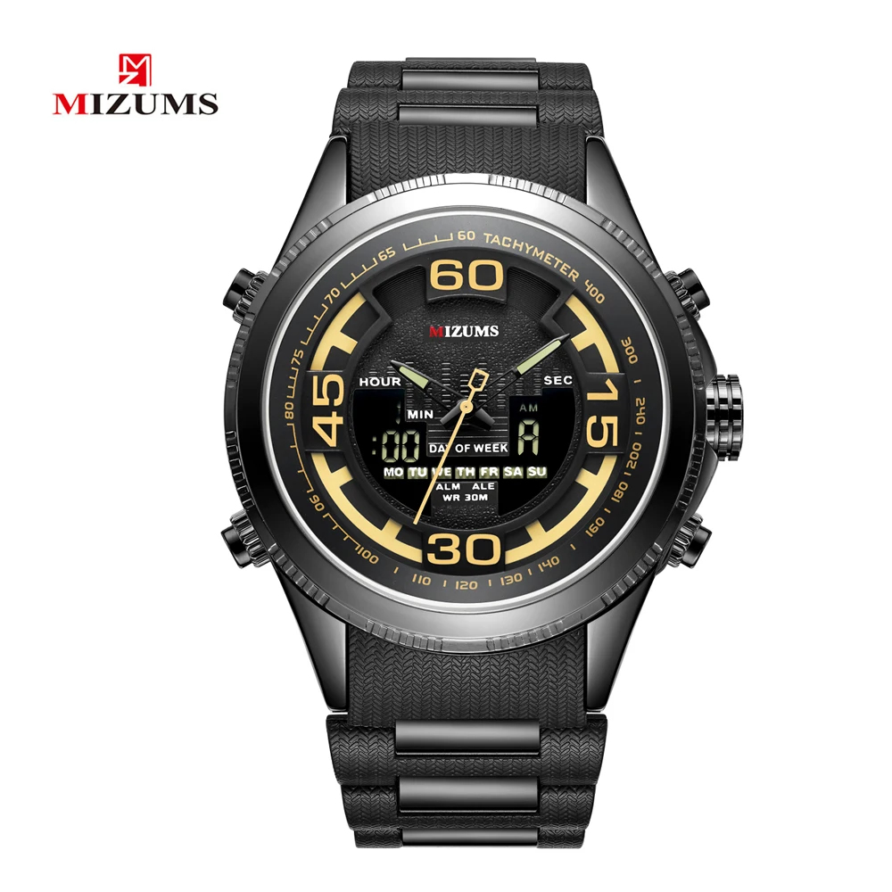 

MIZUMS Top Luxury Brand Men's Sports Watches Waterproof Dual Times Army Military Relogio Masculino Quartz LED Digital Watch Men