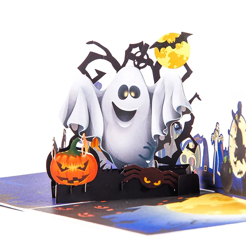 FANLUS всплывающие поздравительные открытки на Хэллоуин Pumkin и Ghost 3D ручной работы