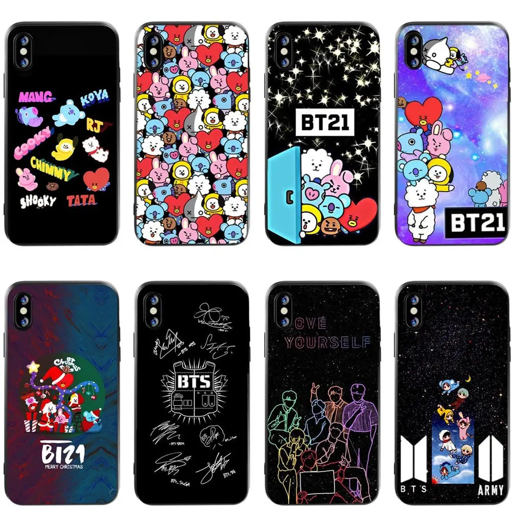 Бренд BTS милый мультяшный BT21 силиконовый чехол для iPhone X XS MAX XR Love yourself 5 5S SE 6 6splus 7 8