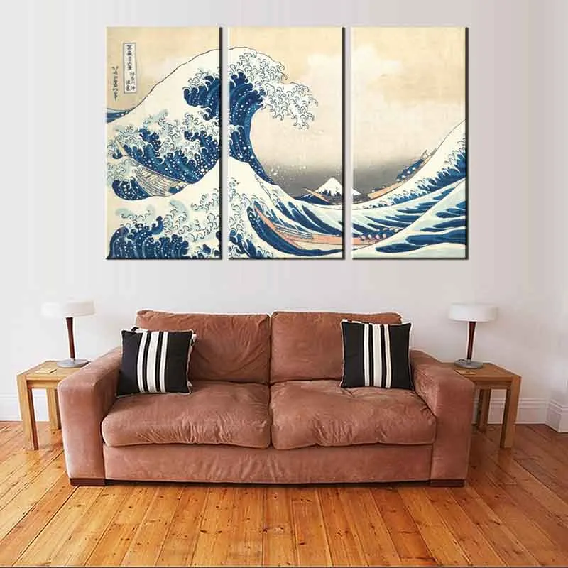 Известный Ukiyo-e Kanagawa холст для серфинга с принтом в японском стиле волнистый