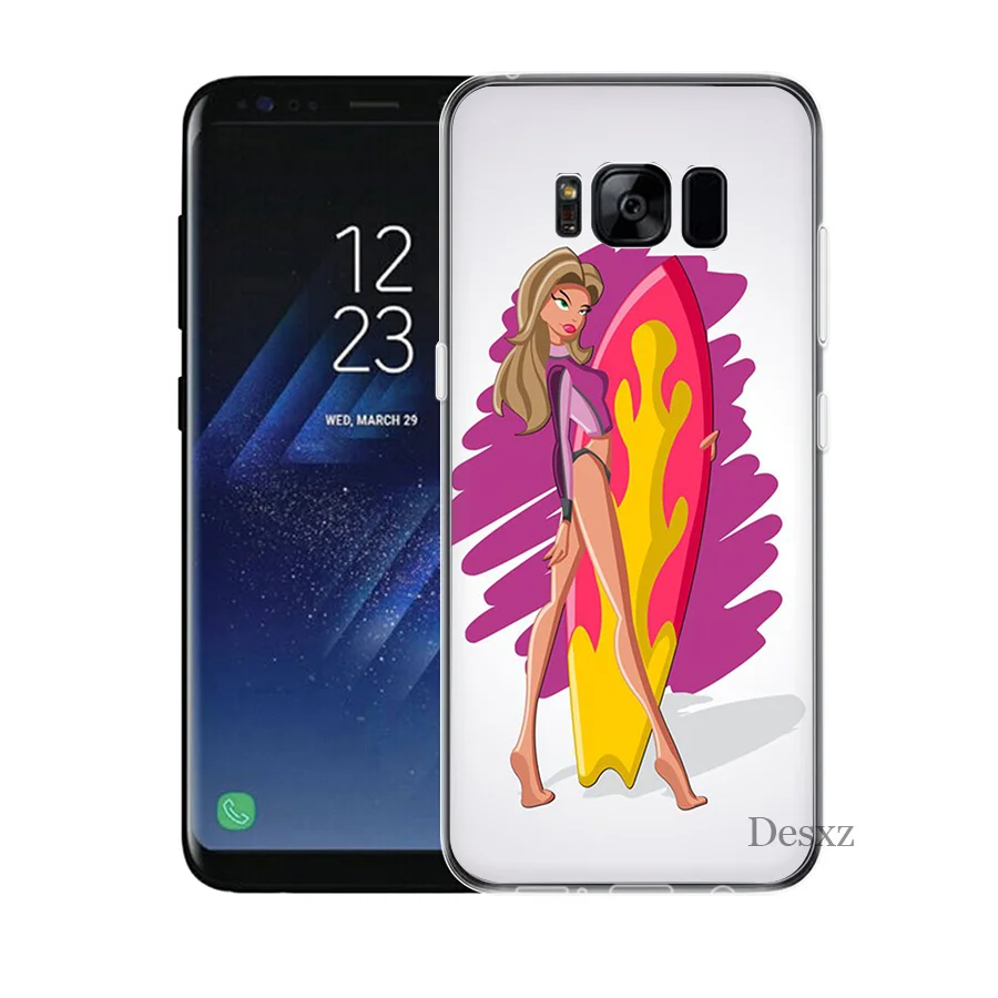 Чехол для Samsung A10 A20 A30 A40 A50 A60 A70 A9 A7 A5 A6 A8 Plus surf art Girl Ультратонкий Жесткий ПК с