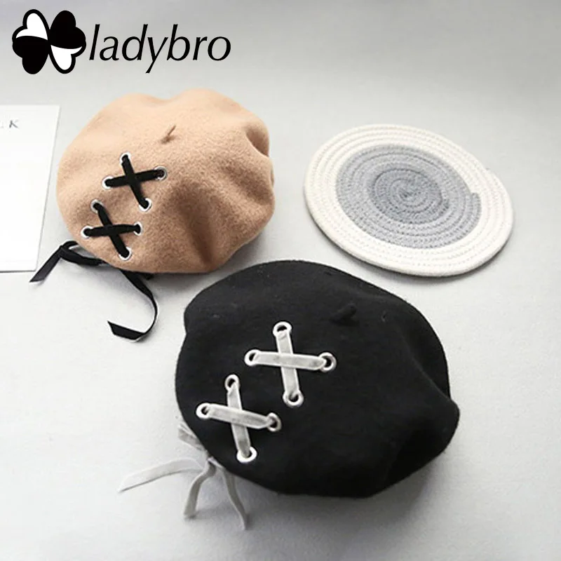 Ladybro элегантный шерстяной берет шляпа Женская осенне-зимняя шапка женские