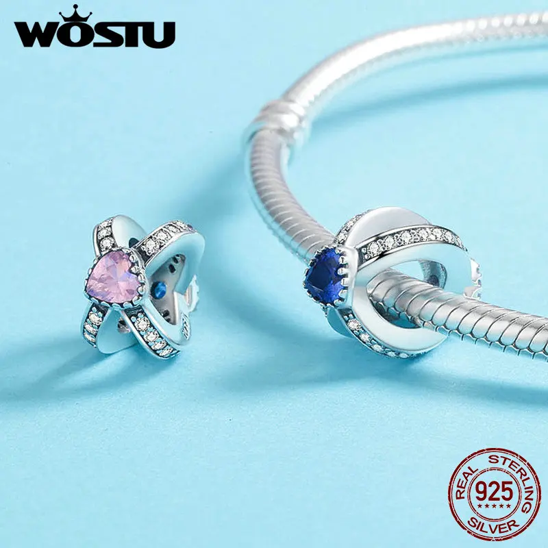 WOSTU 100% 925 пробы Серебряный Love Forever ослепительные AAA CZ кристаллические