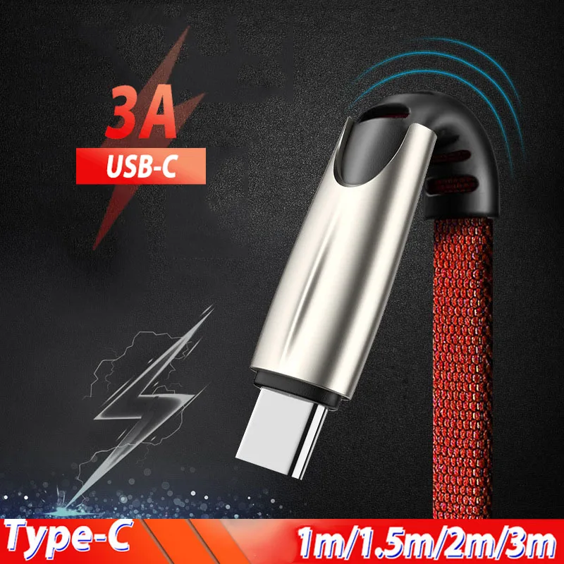 Кабель Usb Type C 3m 2m 1m usbc 3 1 кабель для быстрой зарядки Cabo Tipo Tipe Huawei Samsung S10 + A50 Xaiomi Mi 9