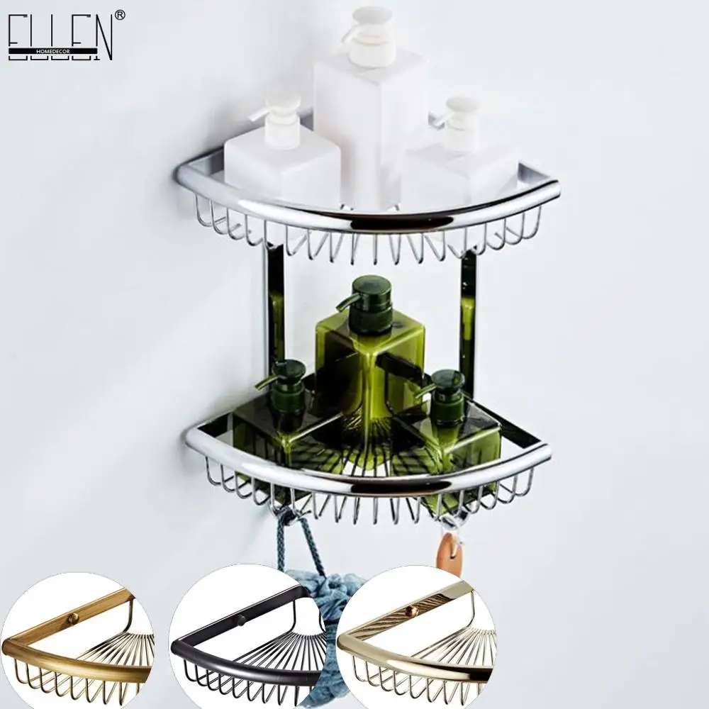 Угловая полка для ванной комнаты черный держатель шампуня хранилище ванны 2