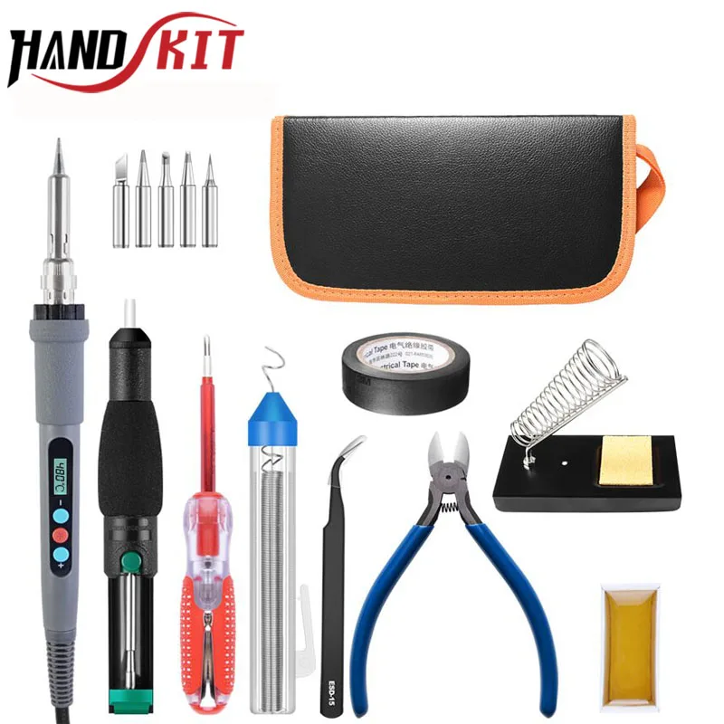 Handskit 90 Вт 220 В Цифровой паяльник Электрический паяльник с зачистки проводов паяльник+ 5 шт. ПАЯЛЬНЫЕ НАКОНЕЧНИКИ инструменты