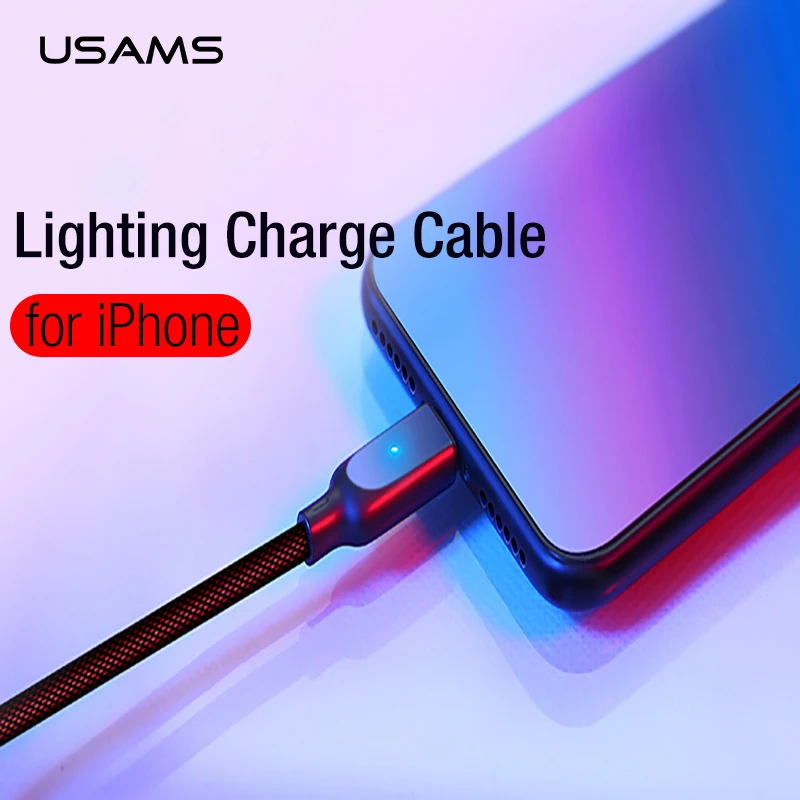 Автоотключения зарядка через usb кабель для iPhone x 8 7 6 ipad USAMS телефон свет iOS 11 10 9