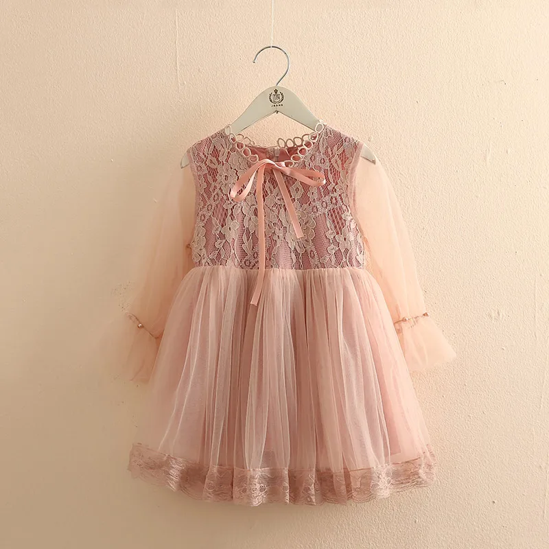 2021 Children's Prom Party 3-6 8 10 to 12 Years England Style Princess Lace Chiffon Kids Baby Girl Long Full Sleeve Summer Dress | Детская