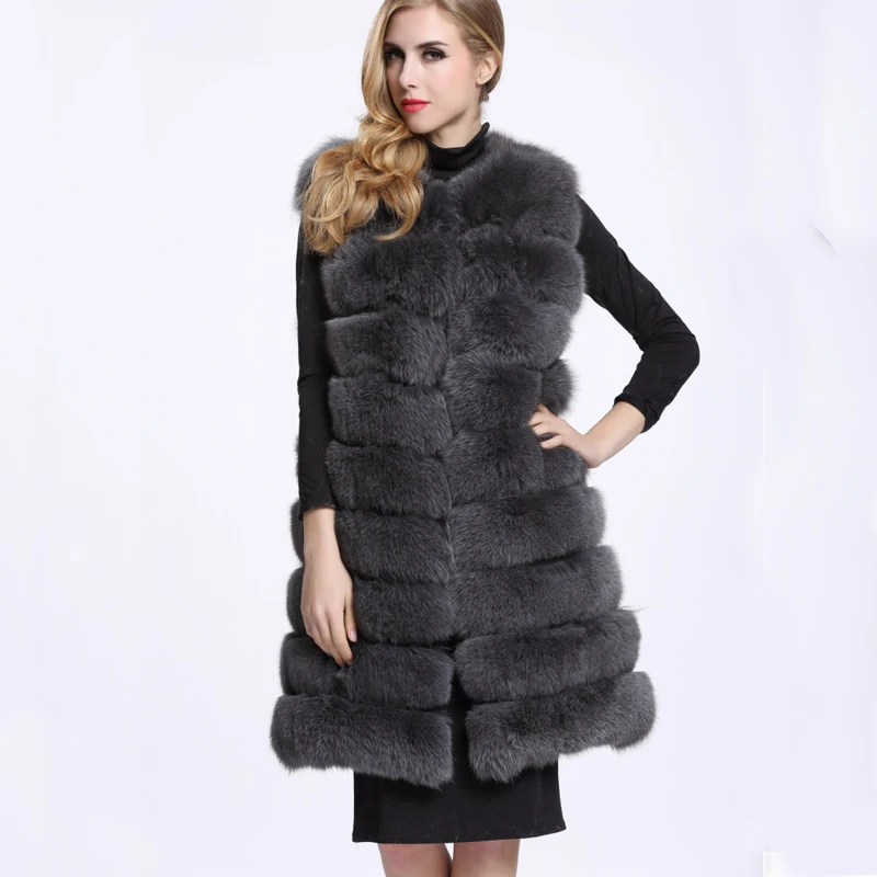 Women Slim Long Winter Faux Fox Fur Coat New coat faux fur vest fox fur vest