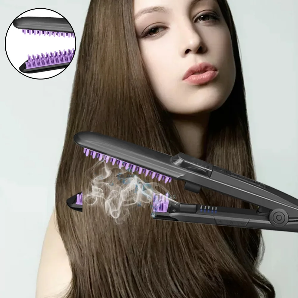 Portable Electric Styling Hair Straightener Brush Negative Ion Spray Hairdressing Comb Anti-static Massage Steam Straighten | Красота и