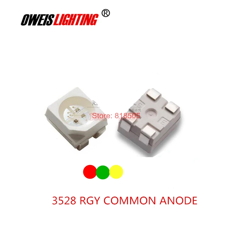 50 шт. 3528 RGY LED красный + зеленый желтый Общий анод водочистый plcc 4 20 мА SMD