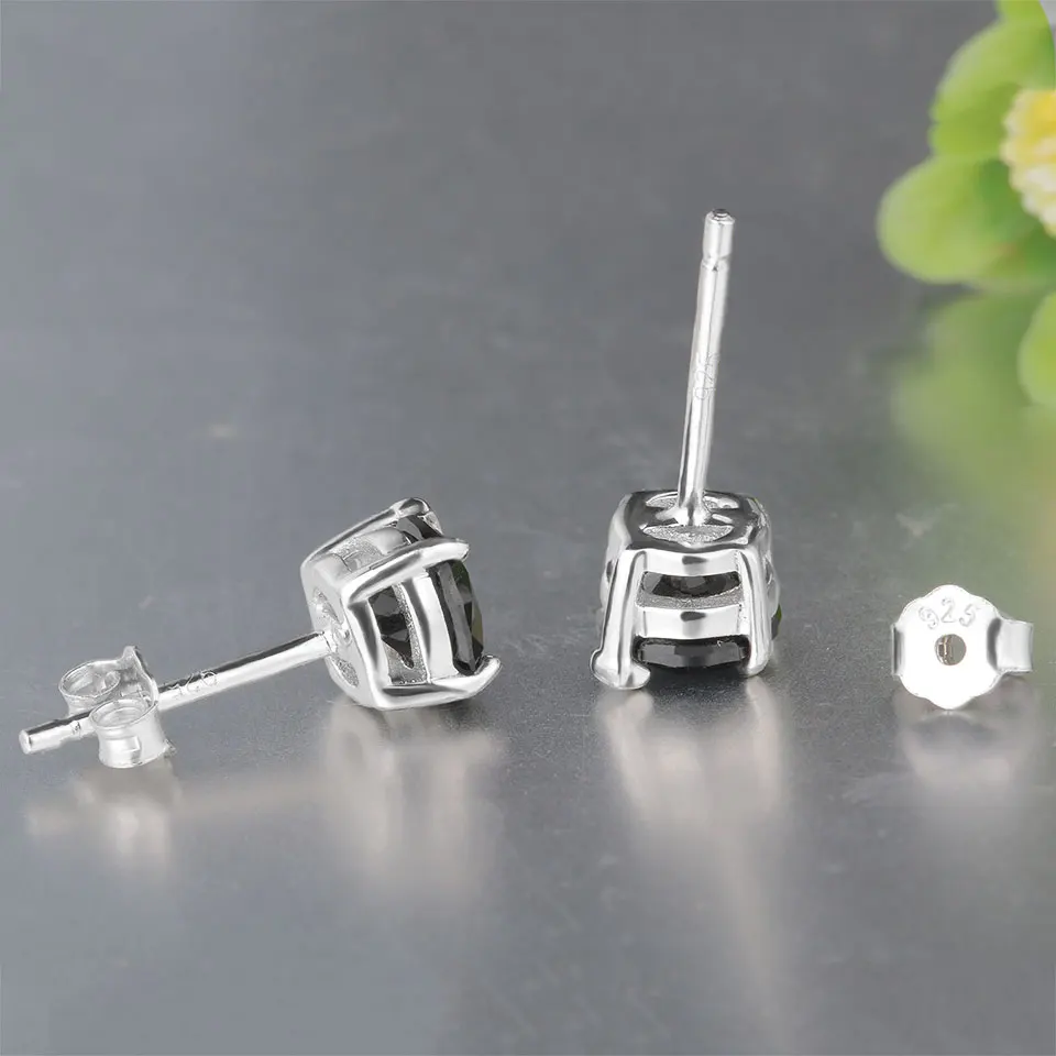 Kuololit Black Spine Solid 925 Sterling Silver Stud Earrings For Women Star Christmas Jewelry Wedding Fashion Party Gift | Украшения и