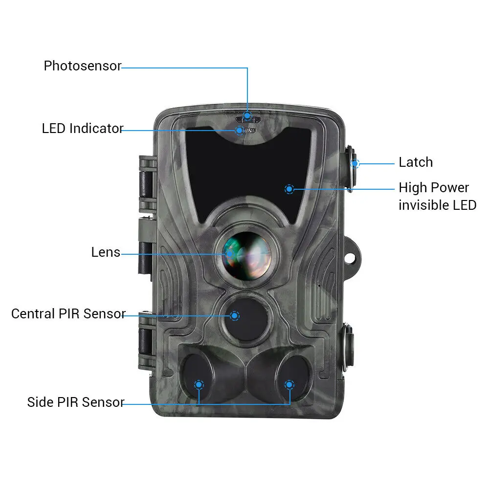 HC801A 16MP 1080P 3xpir 0 3 S Водонепроницаемая камера ночного видения для игры в дикую