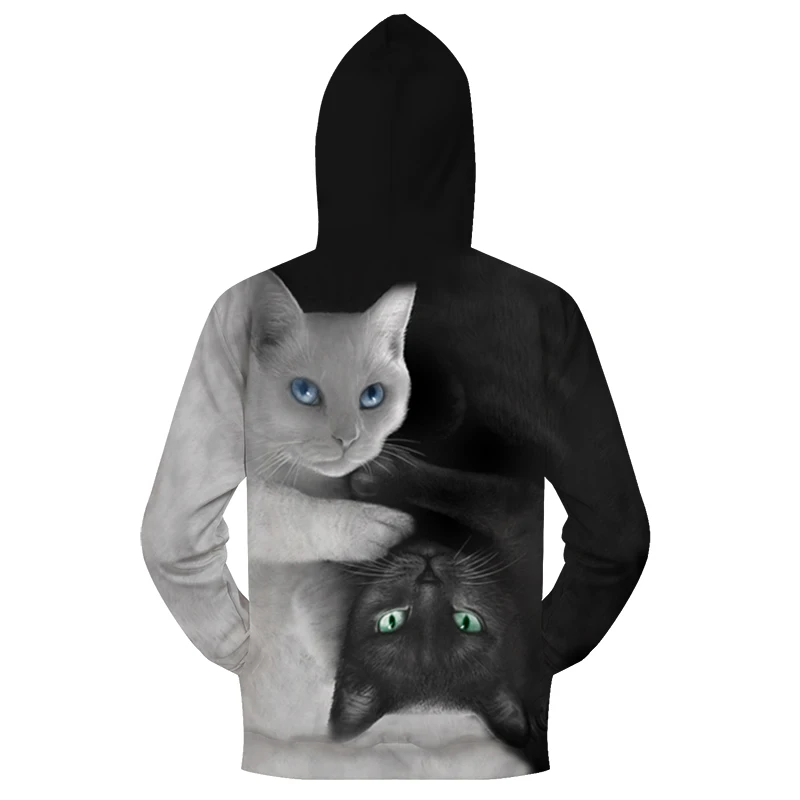 Yin &amp Yang Cat 3D толстовки на молнии мужское худи повседневный Свитшот спортивные