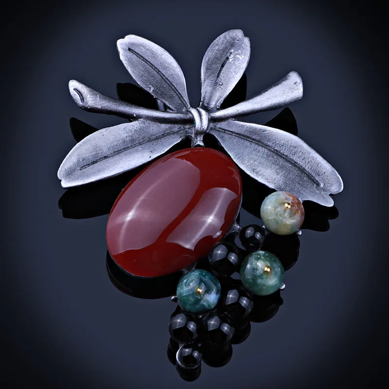 

Vintage Handmade Natural Stone Scarf Brooches and Pins Large Brooch for Women Christmas Gift