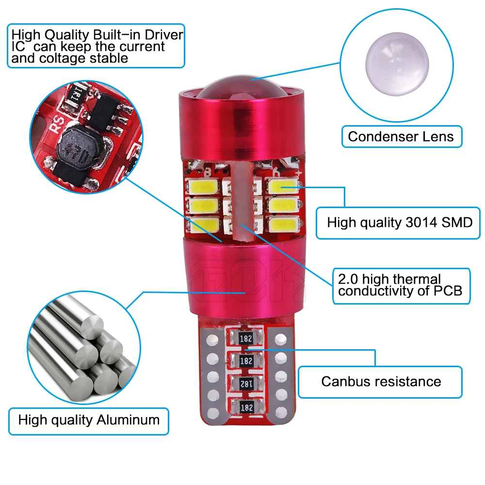 10 x T10 автомобильный светодиод W5W LED Canbus t10 27 светодиодный 3014 SMD 12 в стайлинг боковой