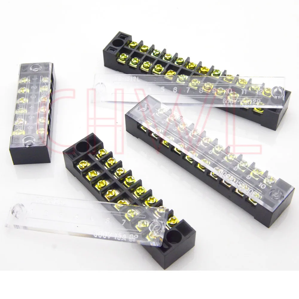 TB-1503-04-05-06-08-10-12 двухрядный стационарный клеммный блок 600 в 15A винтовой барьер