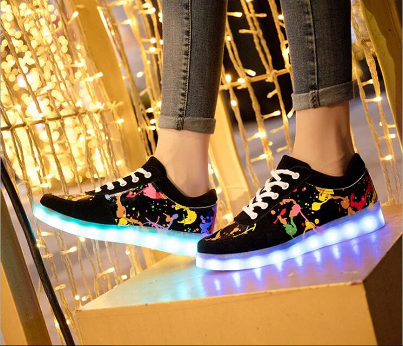 Size35-44 красочные обувь с зарядкой usb светящиеся кроссовки со светодиодами легкие